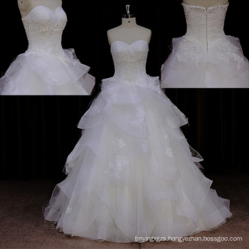 New Collection Italy Design Organza Ruffle Islamic Wedding Dress